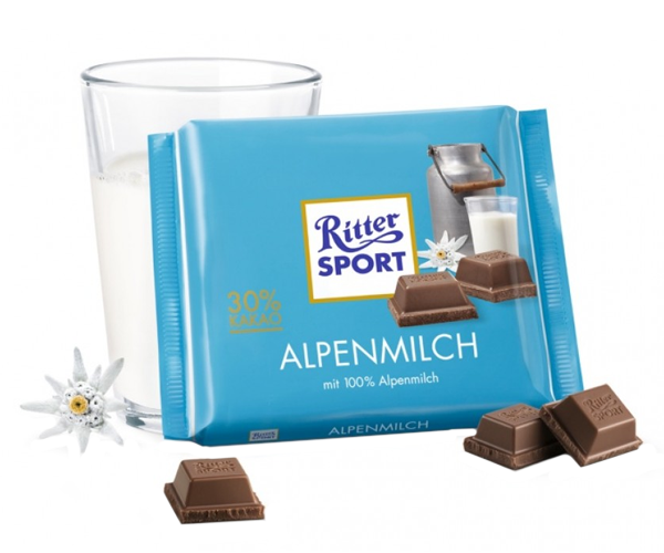 

Молочный шоколад Ritter Sport Альпийское молоко 30% какао 100 г