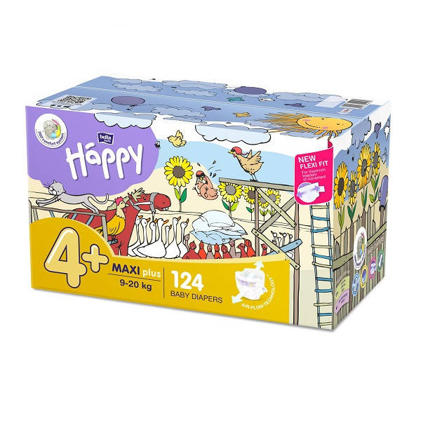 

Подгузники детские Bella Happy Maxi 4+ (9-20) Mega Pack 124 шт, Зелёный