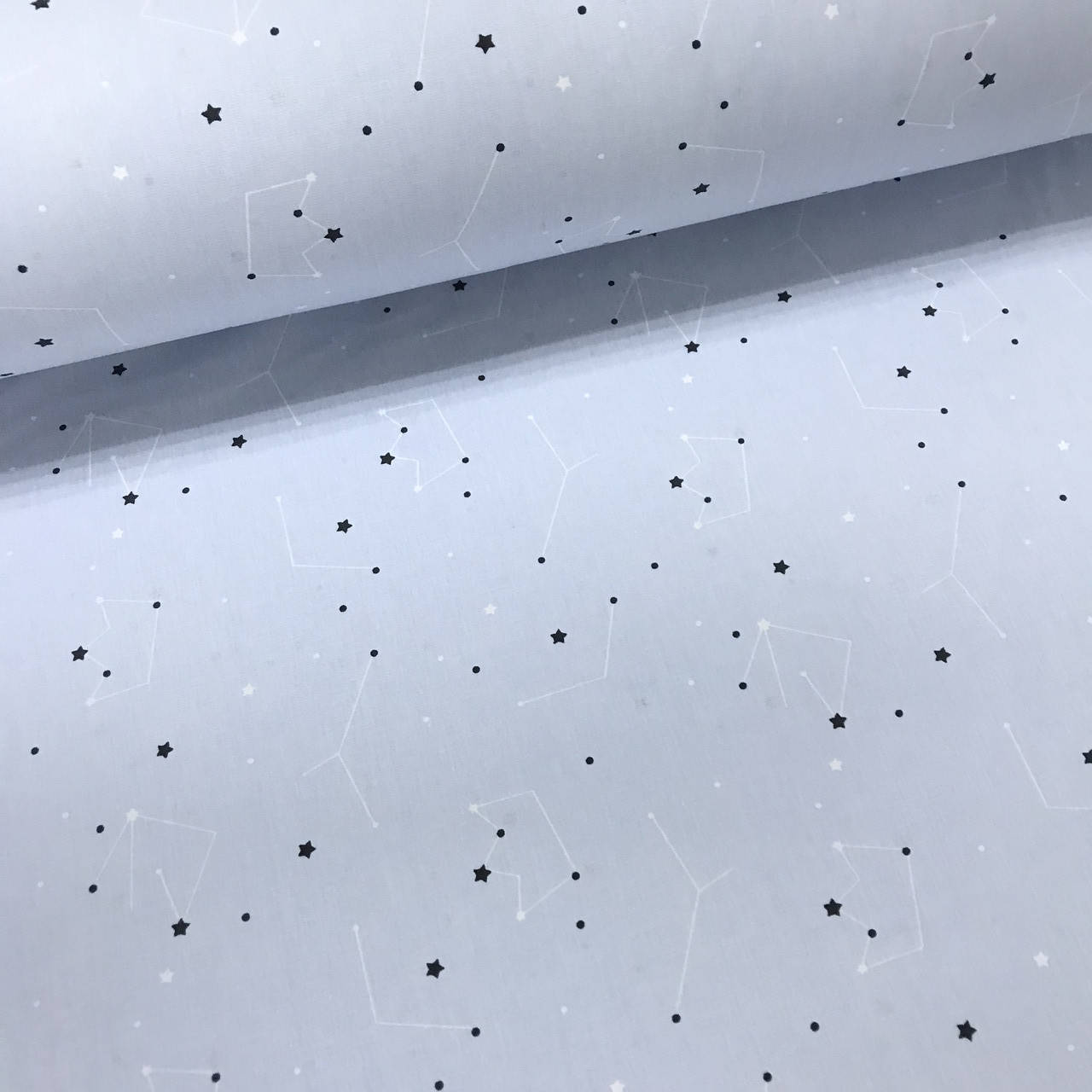 

Хлопковая ткань (ТУРЦИЯ шир. 2,4 м) созвездия бело-черные звезды на голубом (R-S-0409)