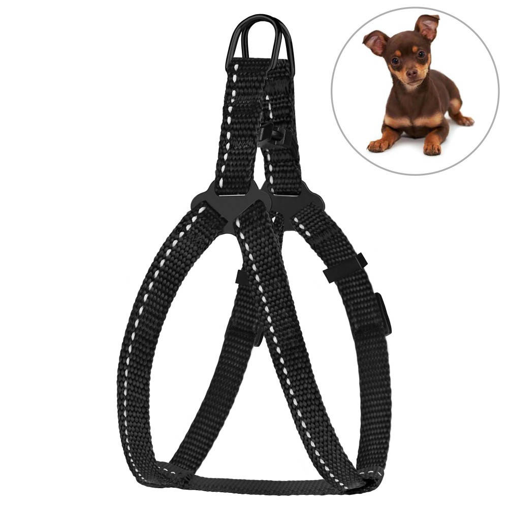 

Шлея для Собак Мелких Пород BronzeDog Active Нейлоновая со Светоотражением Черная, Черный