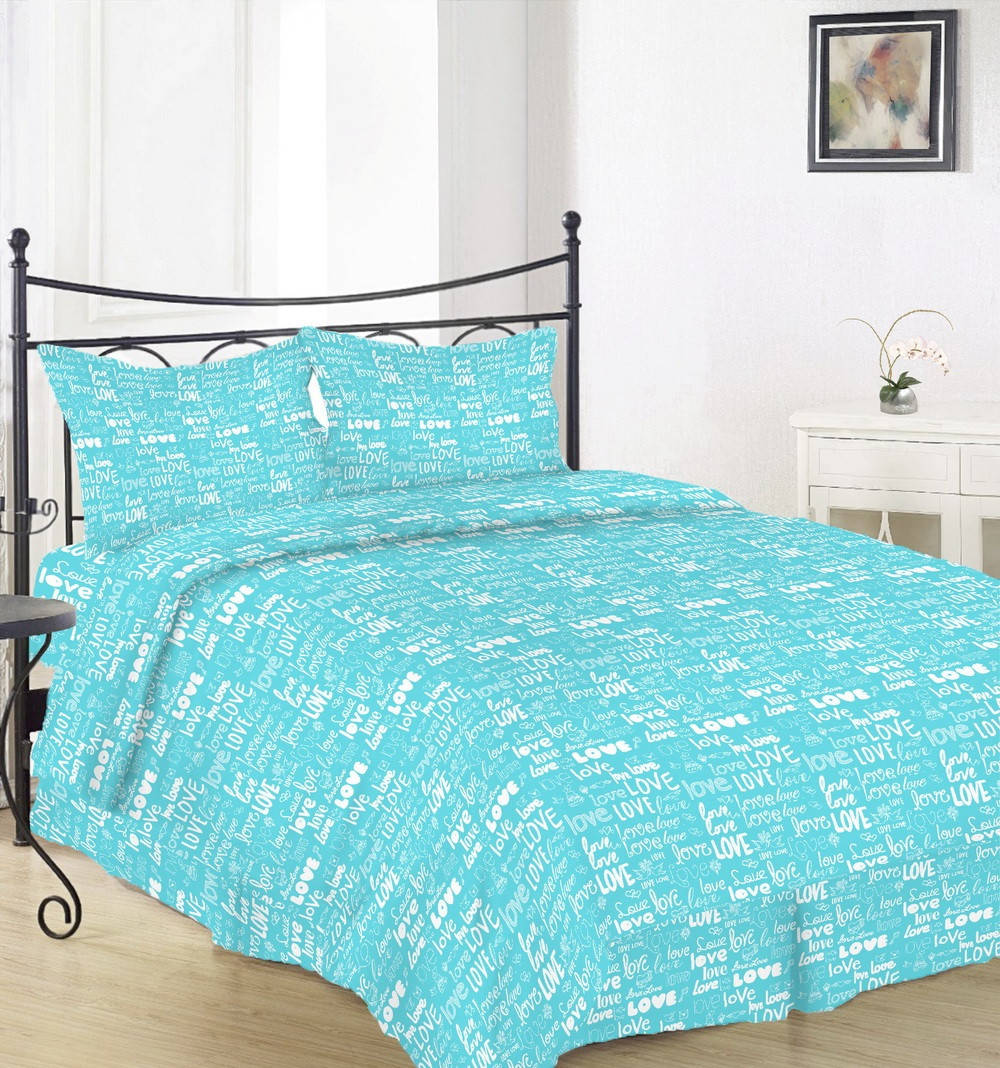 

Простынь на резинке Вилена бязь Голд голубой Love размер 160х200+25