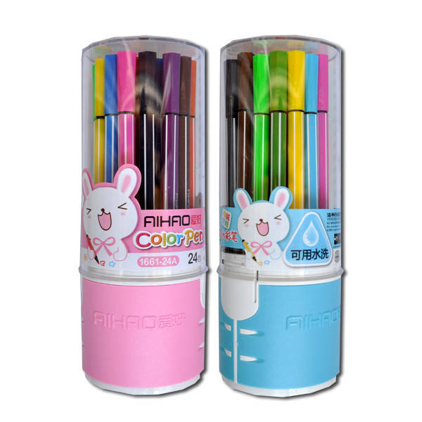 

Фломастеры AIHAO 1661-24 цв в пластиковой колбе (тонкий длинный), Разные цвета