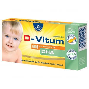 

D-Vitum DHA - витамин D 600 МЕ + омега-3 для детей от 6 мес., 30 кап. твист-офф