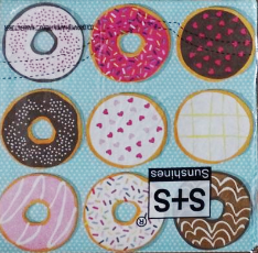 

Салфетки "Пончики" бумажные 20шт/уп. сервировочные одноразовые детские мятные