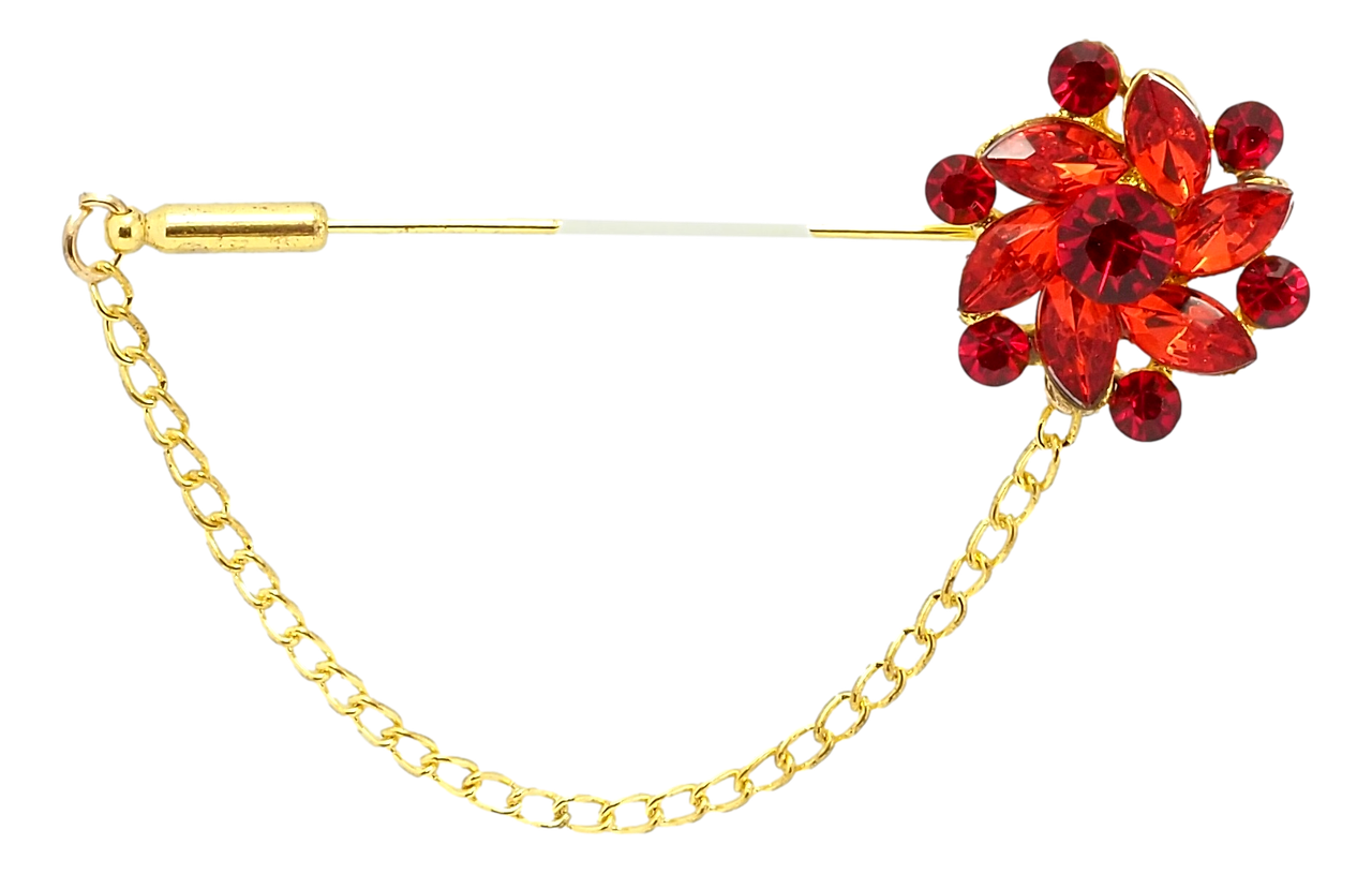 

Брошь "Цветок красный с цепочкой"