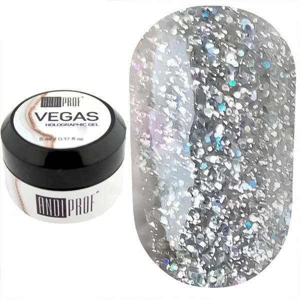 

Andi Prof Vegas Holographic Gel № 04 - голографический гель (светлое золото), 5 мл