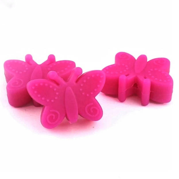 

Бабочка бусина силиконовая Малиновый