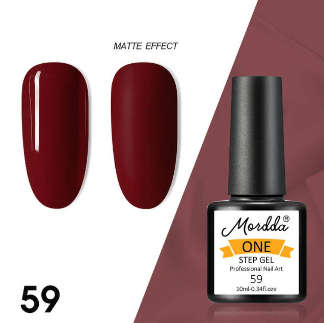 

3в1 Гель лак однофазный Mordda 10 мл. Не требует нанесения базы и топа. Бордовый 59