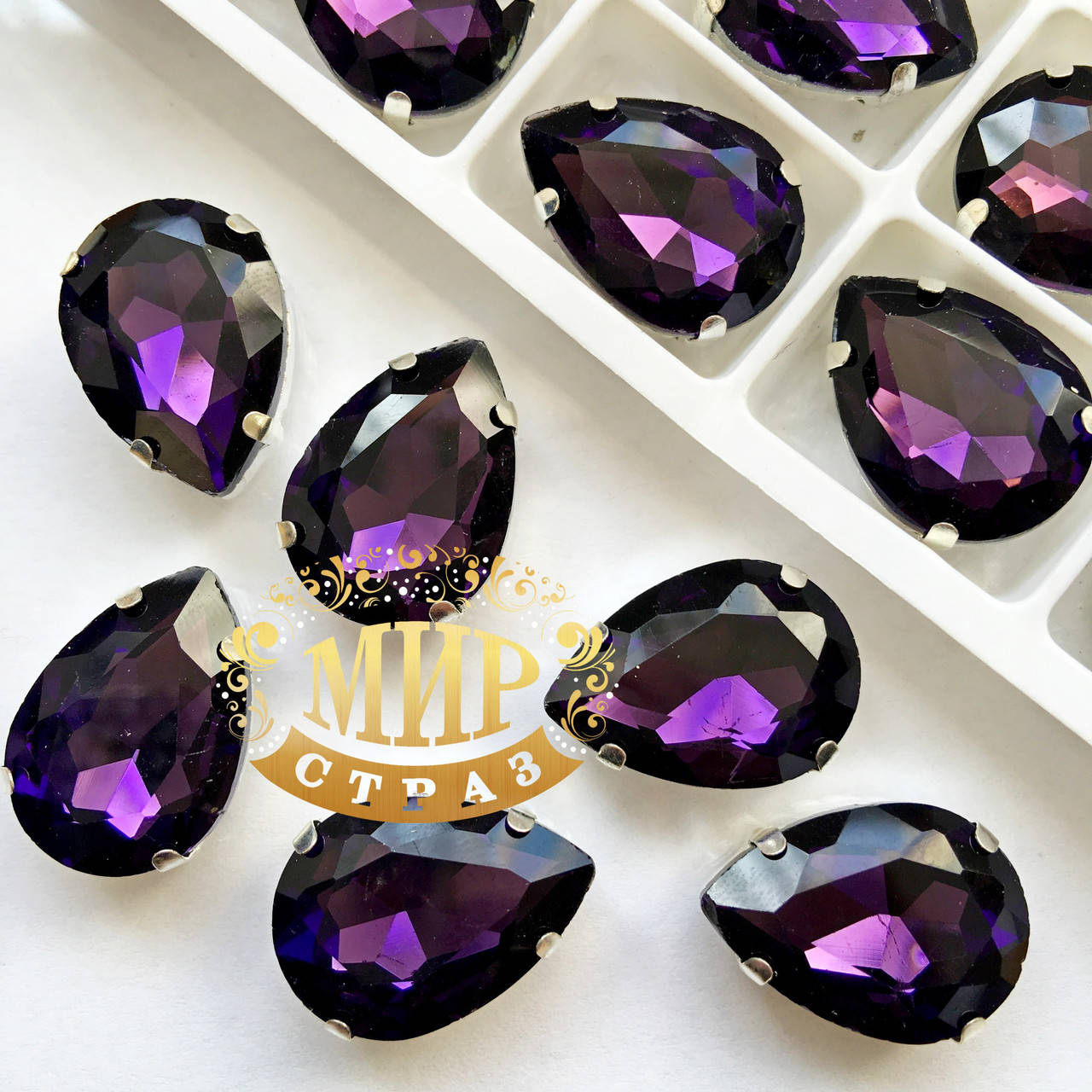 

Cтразы в цапах, Капля, Размер 13x18, Цвет Amethyst