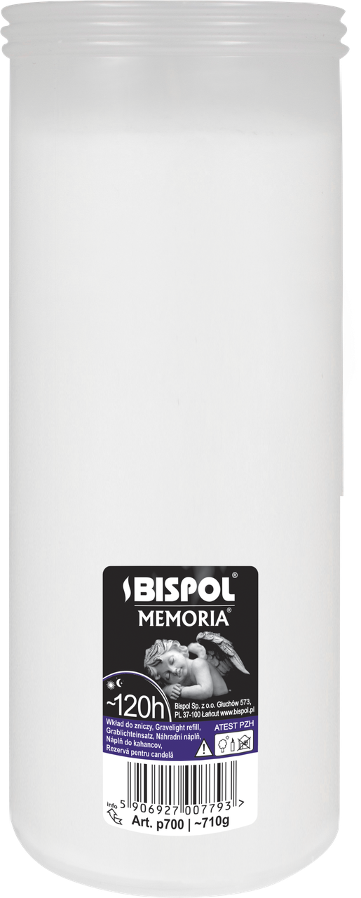 

Свеча вкладыш для лампад 120 часов сгорания Bispol Memoria Польша, Белый