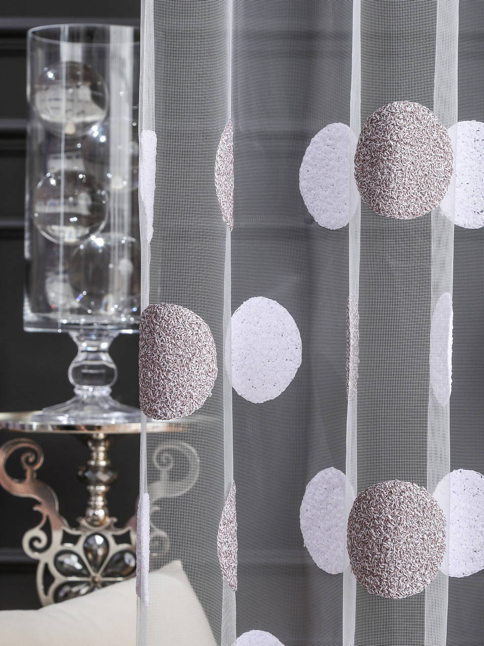 

Тюль шарики серые, тюль шарики серые, тюль горошек серый