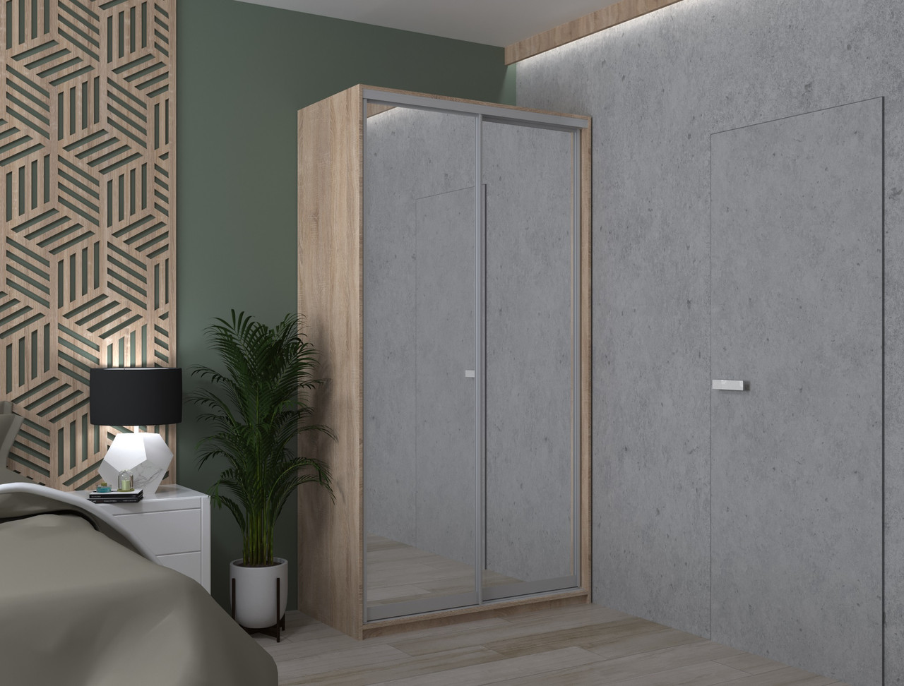 Шафа купе Doros Сіті Лайт Дуб Cонома 2 Дзеркала 120х60х225 (42002036) 3