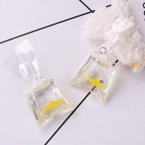 

Подвеска Finding Кулон рыбка в пакете японский брелок Прозрачный пакет желтая рыбка 50 мм x 24 мм