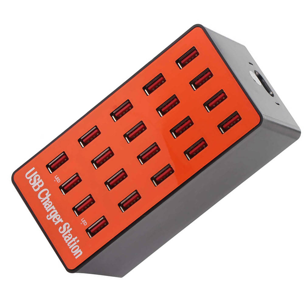 

Мультзарядний пристрій на 20 USB портів Addap MCS-A5, док-станція, 80W, orange