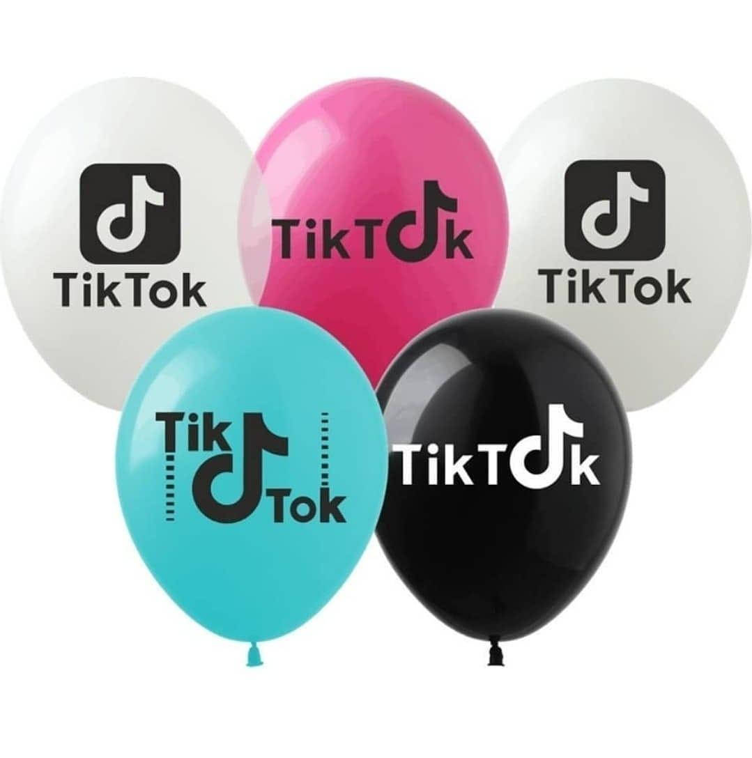 

Воздушные шарики с надписями TИK TOK, Разные цвета