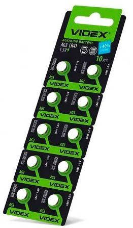 

Батарейка таблетка AG3, LR736, 192, 392, 384, LR41, V3GA, 392A VIDEX Alkaline. 1шт.