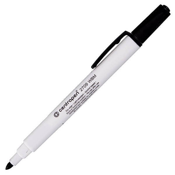 

Маркер для магнітних сухостираємих дошок, чорний, круглий пишучий вузол, Centropen 2709, Черный