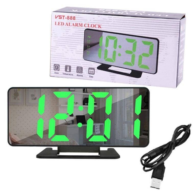 

Зеркальные Led часы Vst-888 black с термометром