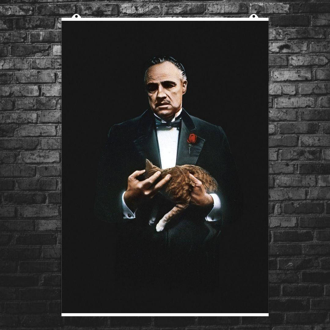 

Постер "Вито Корлеоне с котом". Крёстный отец, The Godfather (1972). Размер 60x43см (A2). Матовая бумага