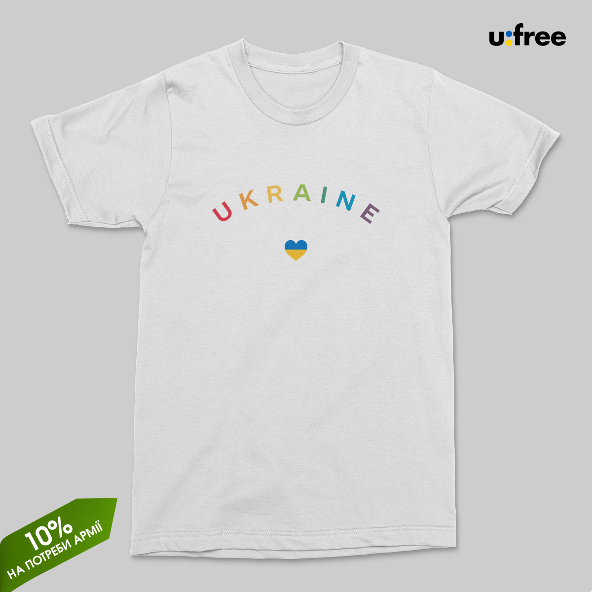 

Женская белая футболка "UKRAINE HEART" / патриотическая надпись XL, Белый
