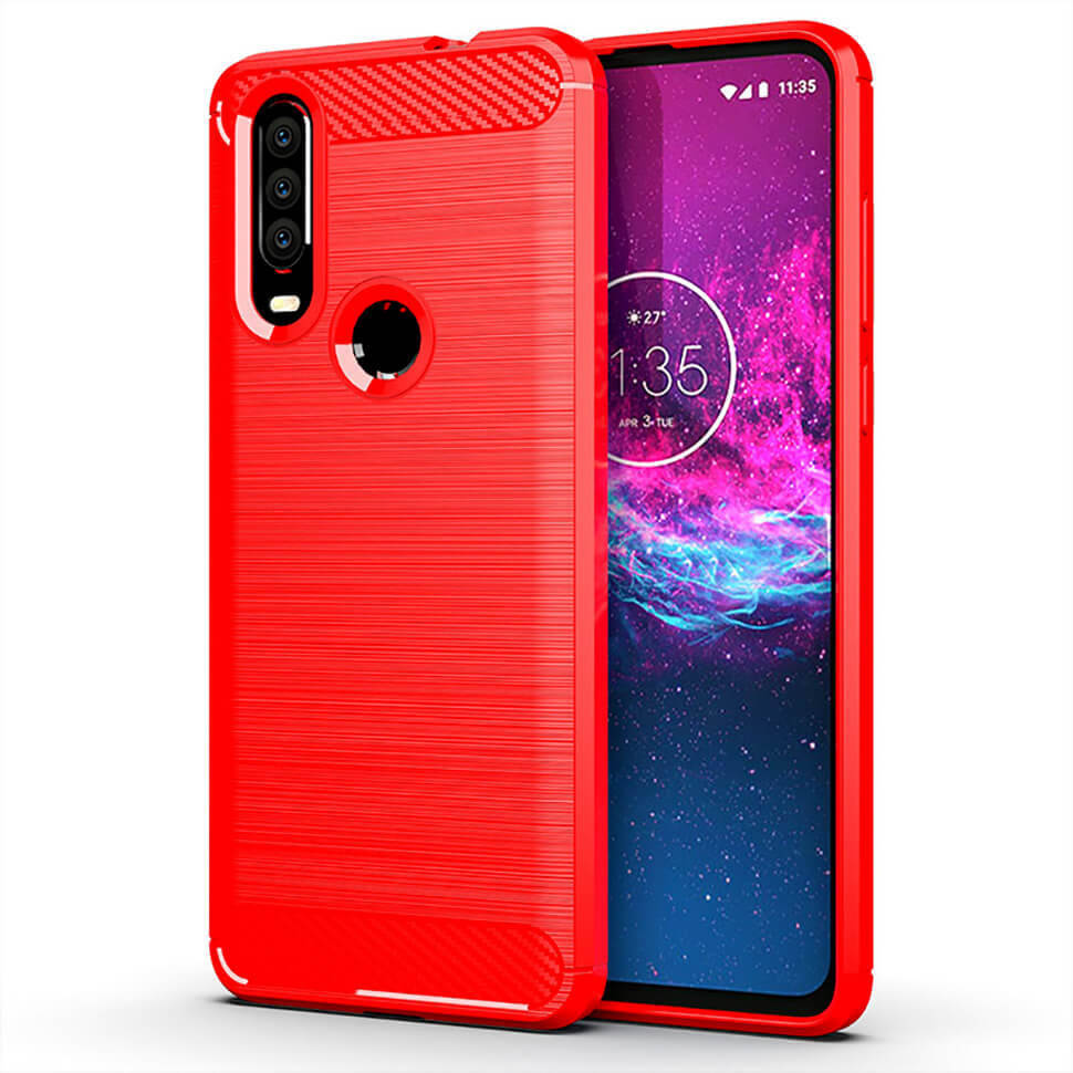 

Чехол Lenuo Carbon Fiber для Motorola One Action Red, Красный