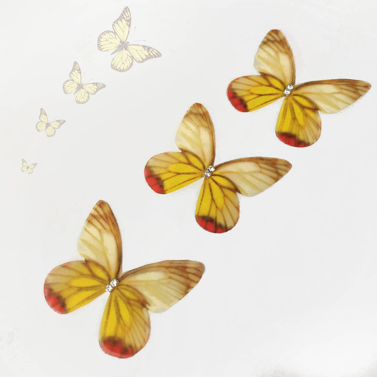 

Бабочка шифон, двойные крылья, стразы