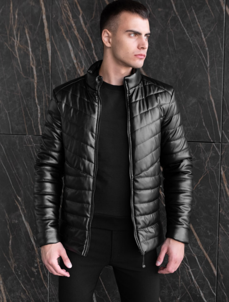 

Демисезонная мужская куртка кожаная повседневная, Молодежные мужские куртки черная M