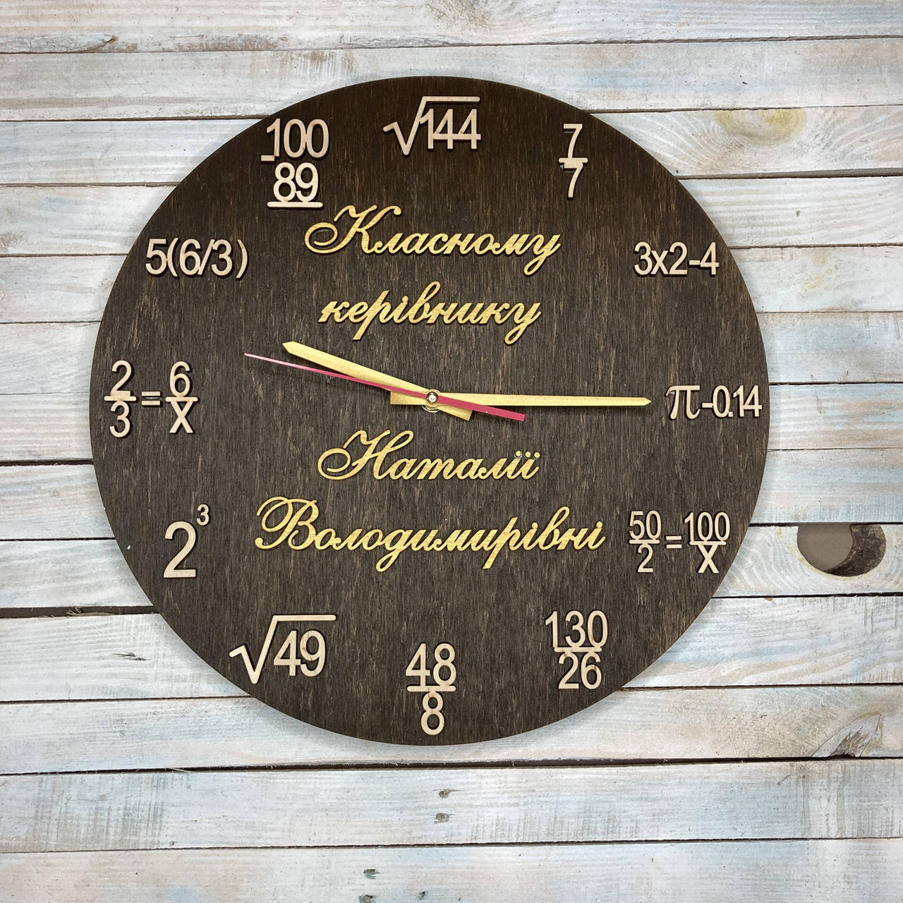 

Часы настенные из дерева, подарок учителю, подарок учителю математики, часы с формулами 400