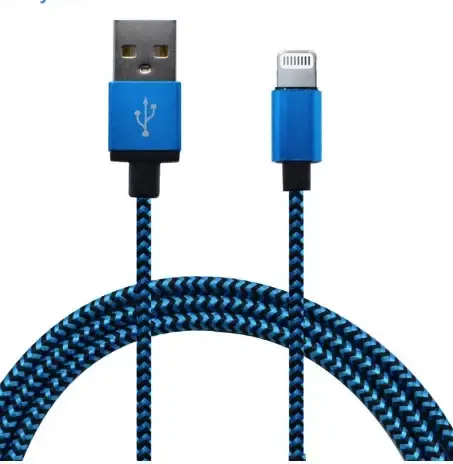 

Шнур для айфона Lightning кабель для iPhone в оплетке лайтнинг, синий
