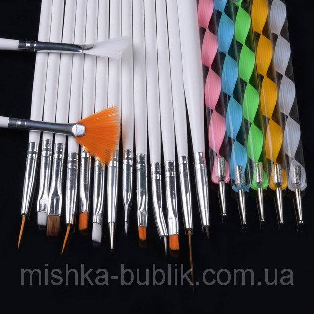 

Кисти для маникюра и дотсы, 20 штук