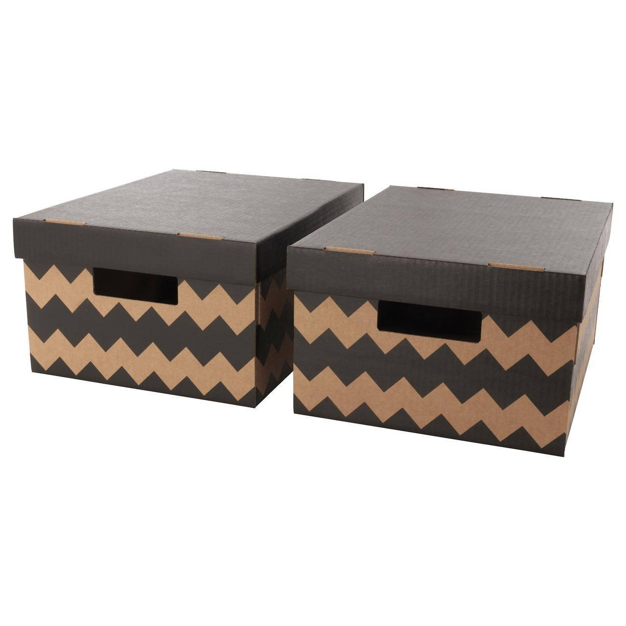 

IKEA PINGLA (603.241.34) Коробка с крышкой, черная, натуральная, Черный