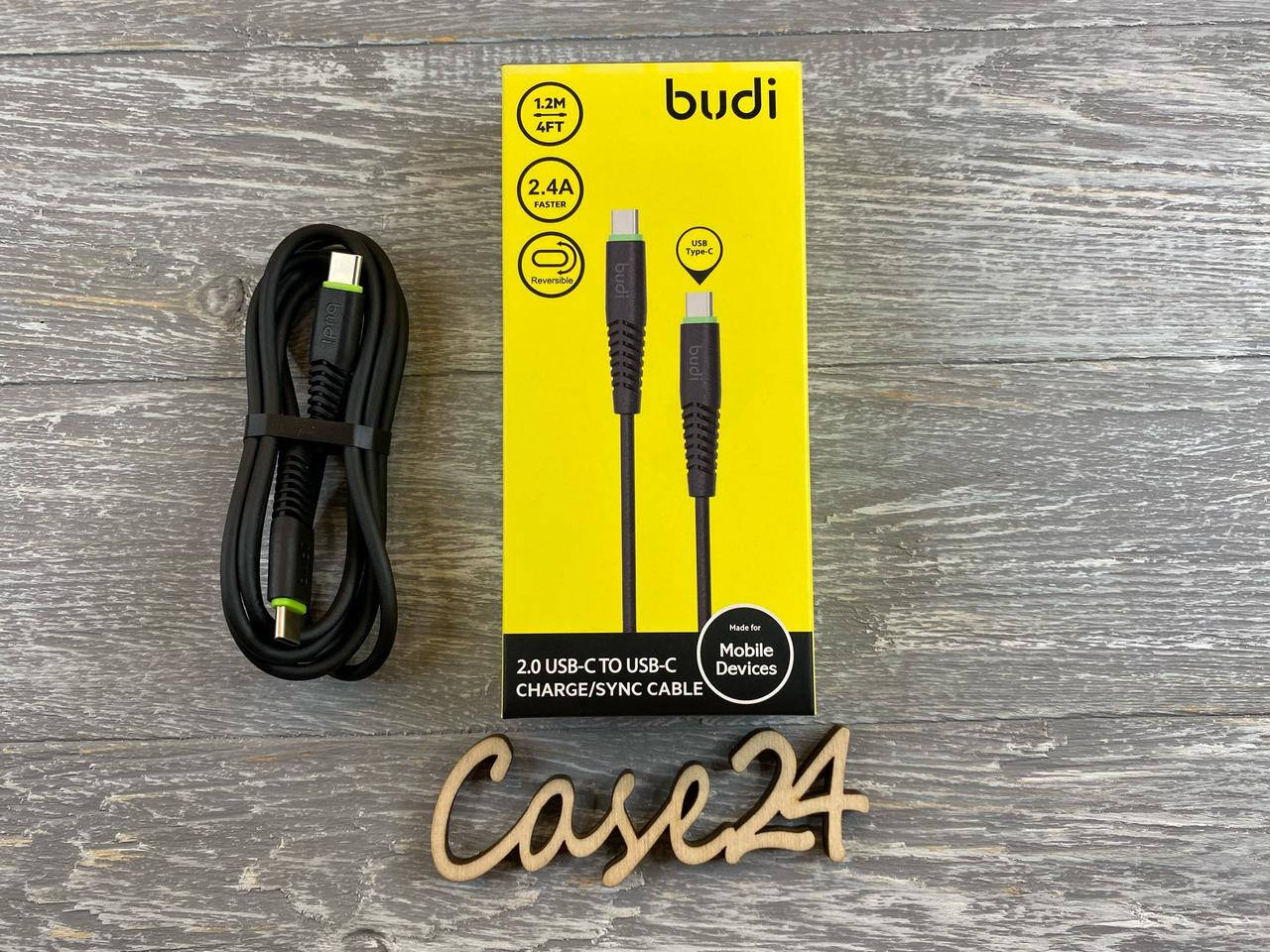 

USB кабель Budi на Type-C to Type-C (2.4 А) 1,2m черный, Разные цвета