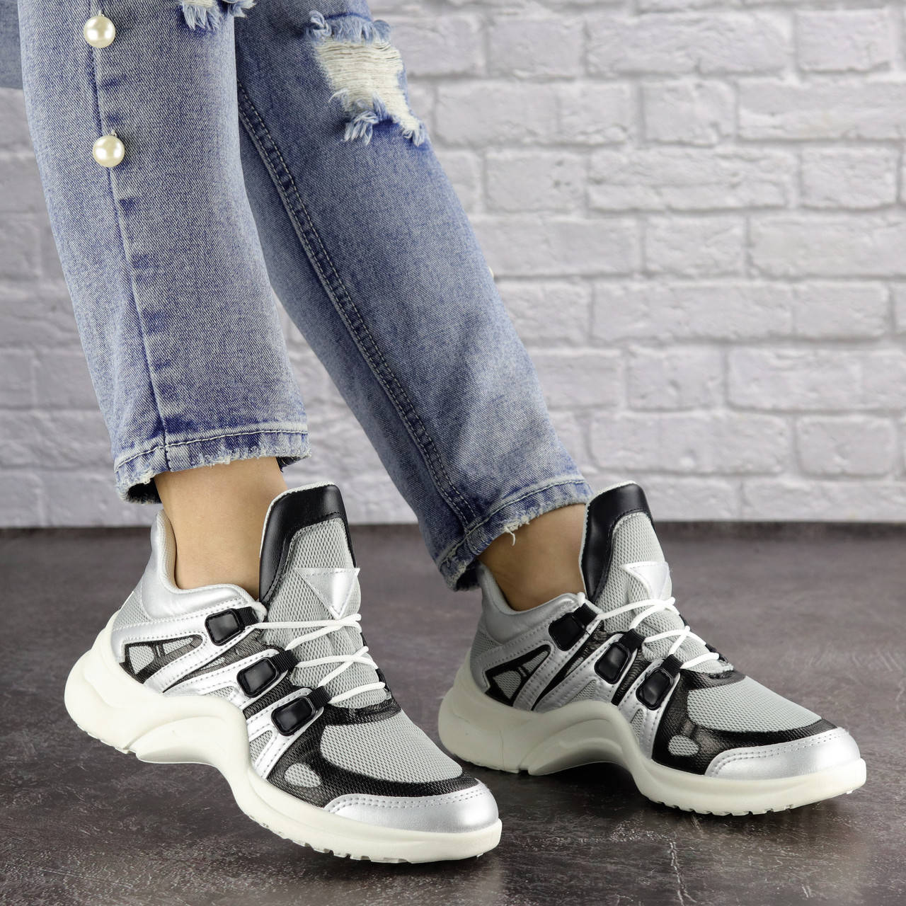 

Женские кроссовки Fashion Viva 1156 37 размер 23,5 см Серебро