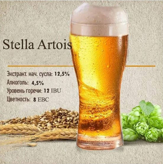 

Зерновой набор "Stella Artois" (Стелла артуа клон) на 30 литров пива