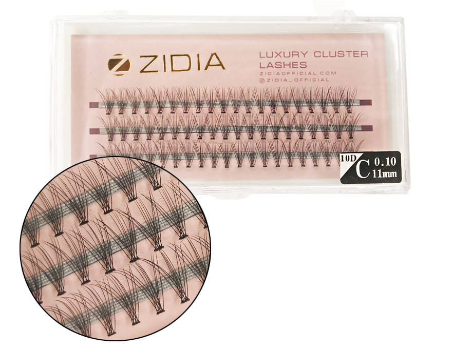 

Ресницы накладные пучковые Zidia Cluster Lashes 10D C 0.10 (3 ленты, размер 11 мм), Черный