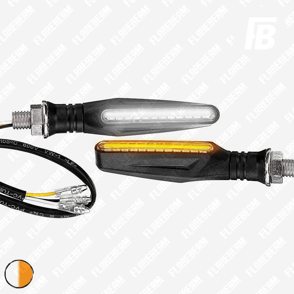 

Поворотники (бегущие) и ДХО 03 на мотоцикл светодиодные (LED), "две линии", SMD 335*12+12, 2 шт. (оранжевый +