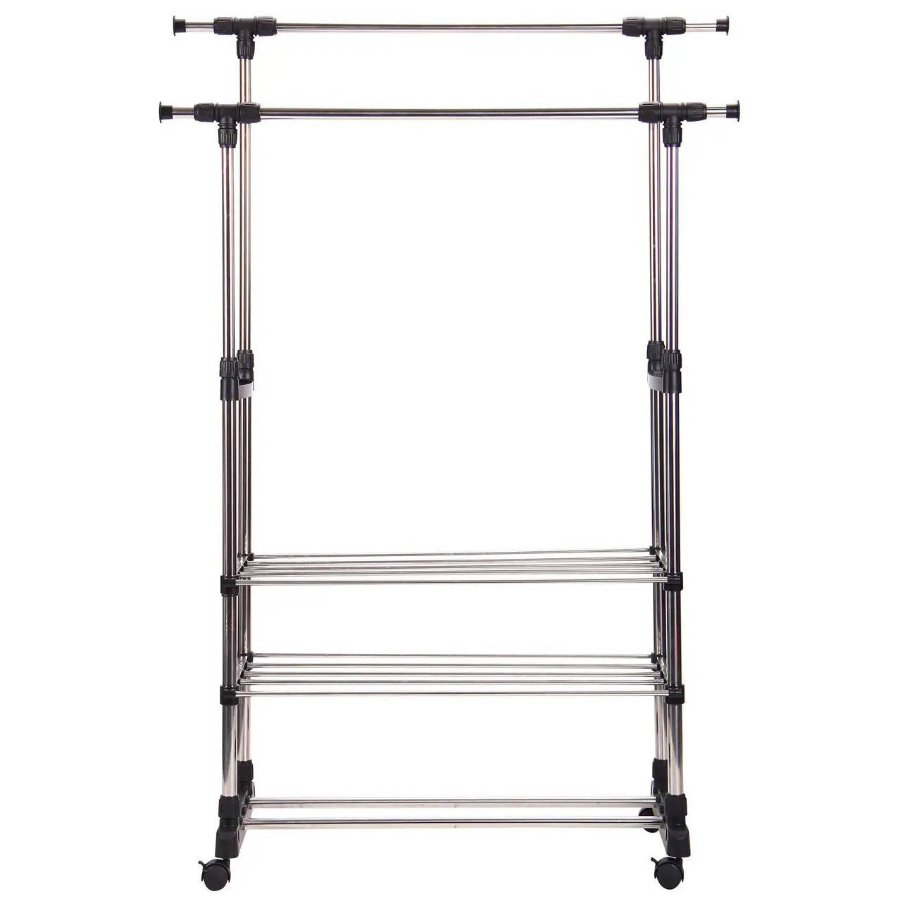 

Напольная вешалка для одежды на колесиках Double Pole WJF003 130х45х160 см, Черный