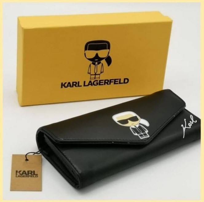 

Кошелек черный женский мужской Karl Lagerfeld экокожа Карл Лагерфельд Люкс качество