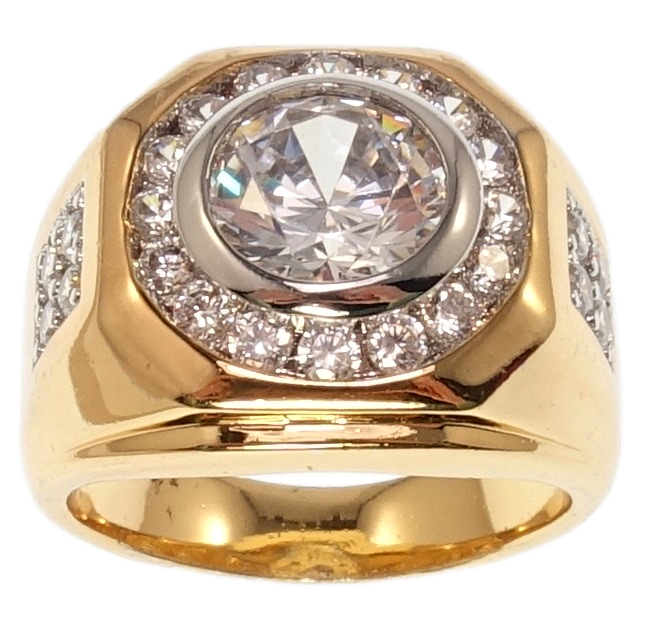 

Перстень Xuping Позолота+Родий "Многогранный купол с цирконием" р.19.5