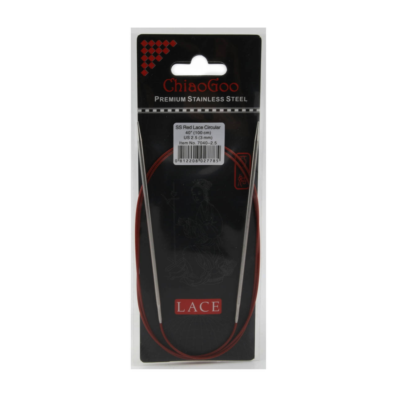 

Спицы круговые ChiaoGoo SS RED Lace 100, 3 мм, Красный
