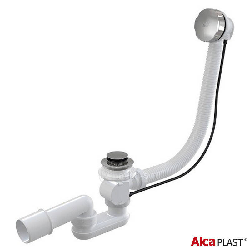 

Сифон для ванны Alca Plast автомат комплект хромированный, Белый