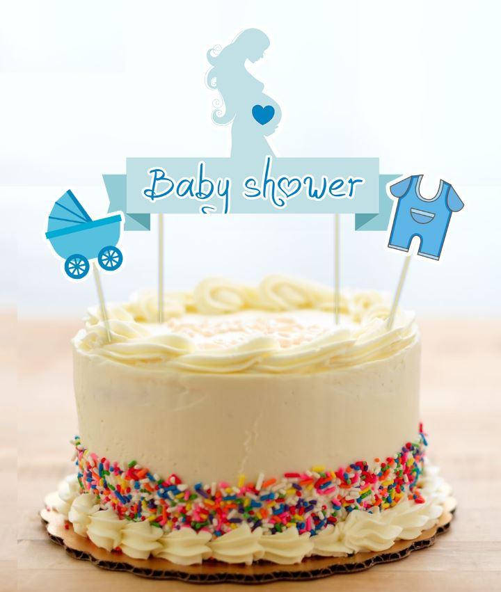 

Набор Топперов "Baby Shower" Гендер пати в торт с флажком (КАРТОН) (Мальчик)