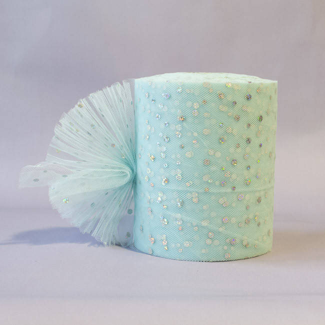 

Фатин Горохи голубой нежный за 3 м. Фат-21