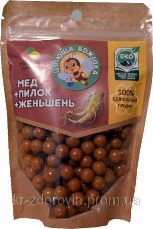 

Медовые драже целебная пчелка, мед, пыльца,женьшень 150 г