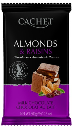 

Шоколад Cachet Almondsl & Raisins молочный миндаль+изюм 300г