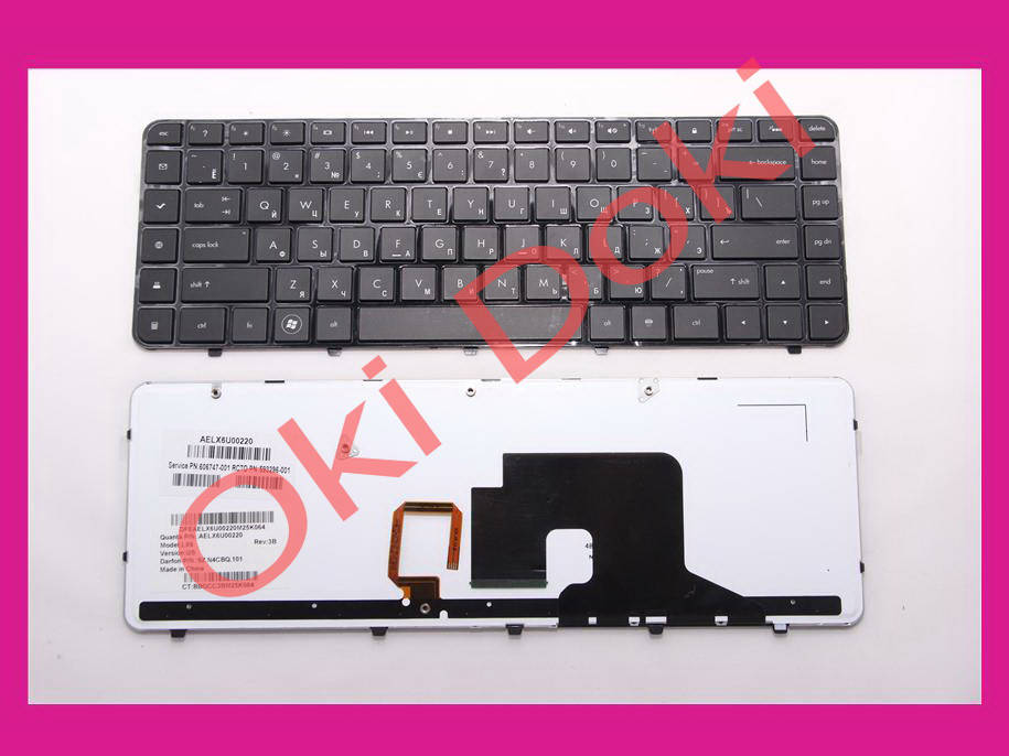 

Клавиатура HP Pavilion dv6-3000 черная с черной рамкой подсветка, Черный