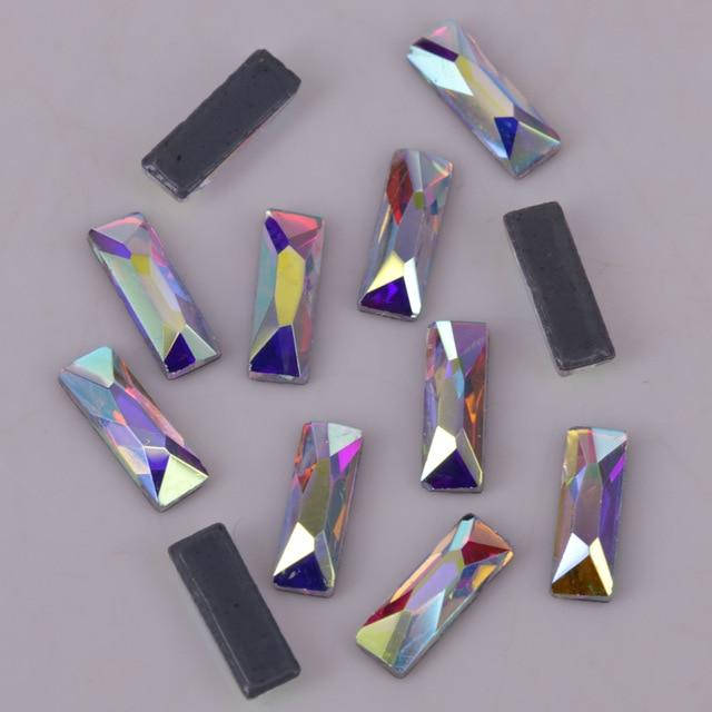 

Термо стразы фигурные Premium. Прямоугольник. Crystal АВ 3х8мм. Hot Fix 10шт