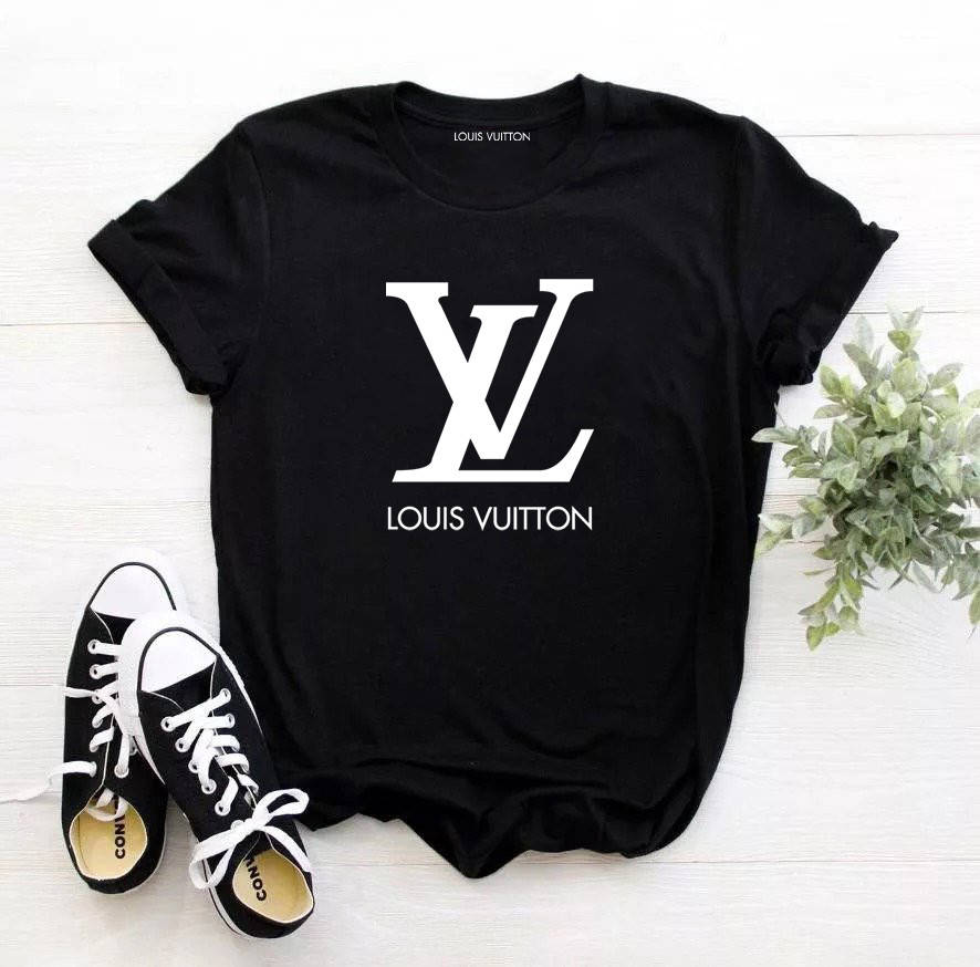 

Женская футболка Louis Vuitton чёрная Луис Виттон, Черный