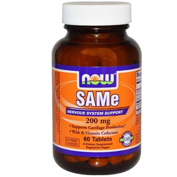 

Now Foods, SAM-e (S-Adenosyl-L-Methionine), 200мг, 60таблеток