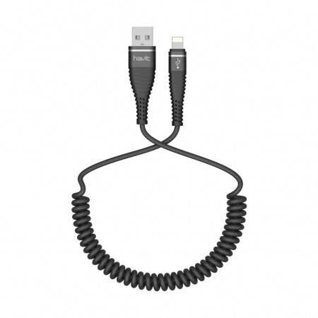 

Кабель HAVIT HV-H684, Lightning (пружинный), 1,2 м, 2,0А, black, Черный